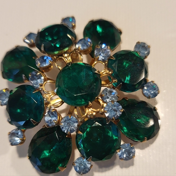 Vintage 50’s Estate Multicolor Rhinestones Brooch